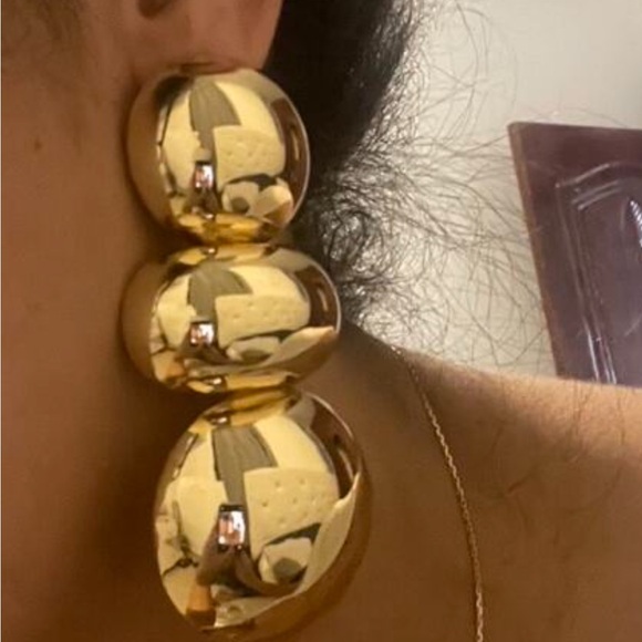 Large Gold Statement Earrings chunky big huge - Picture 1 of 6